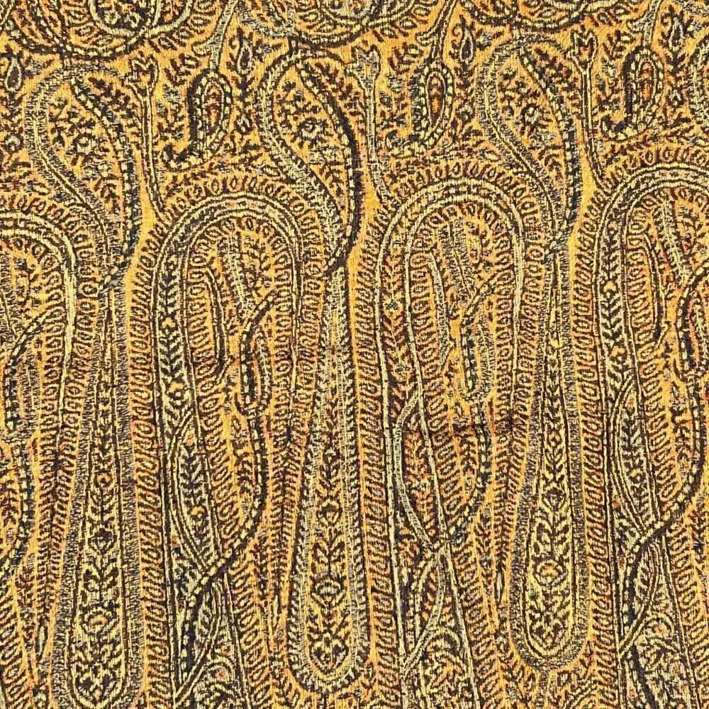 JIVA WOOL SHAWL INDIA GOLD PAISLEY 84x42